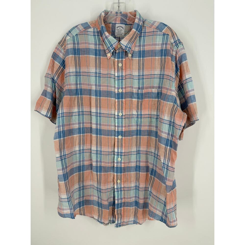 Brooks Brothers 100% Irish Linen Button Down Polo Shirt Regent Fit XL
